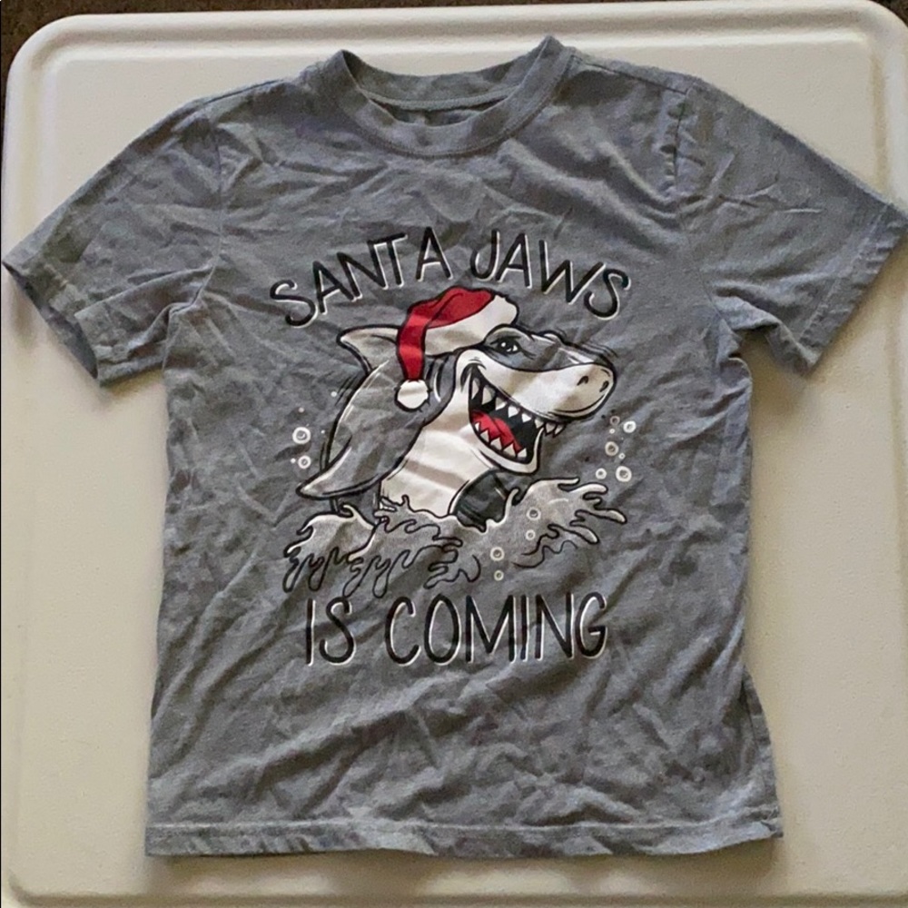 Gray Kids Santa Jaws Tee
